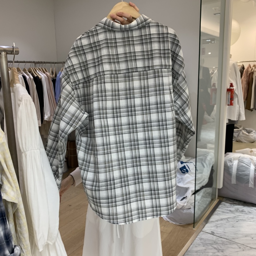 FOREST韓國東大門直郵女裝新品時尚熱賣推薦襯衫蕾絲衫格子FOREST襯衫/蕾絲衫