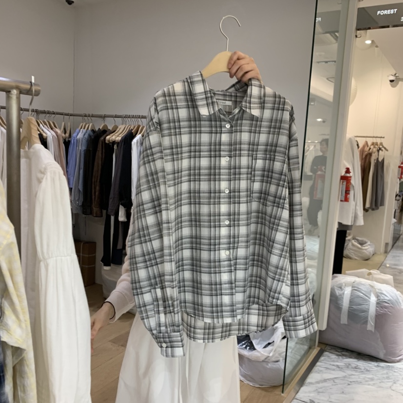 FOREST韓國東大門直郵女裝新品時尚熱賣推薦襯衫蕾絲衫格子FOREST襯衫/蕾絲衫圖色2