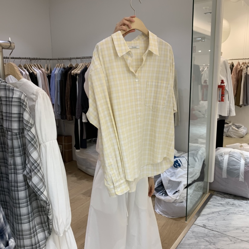 FOREST韓國東大門直郵女裝新品時尚熱賣推薦襯衫蕾絲衫格子FOREST襯衫/蕾絲衫圖色3