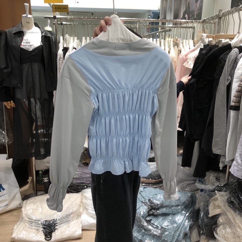 OGI韓國直郵實拍女裝新品推薦時尚職業休閑長袖T恤假兩件FLat OGI長袖T恤