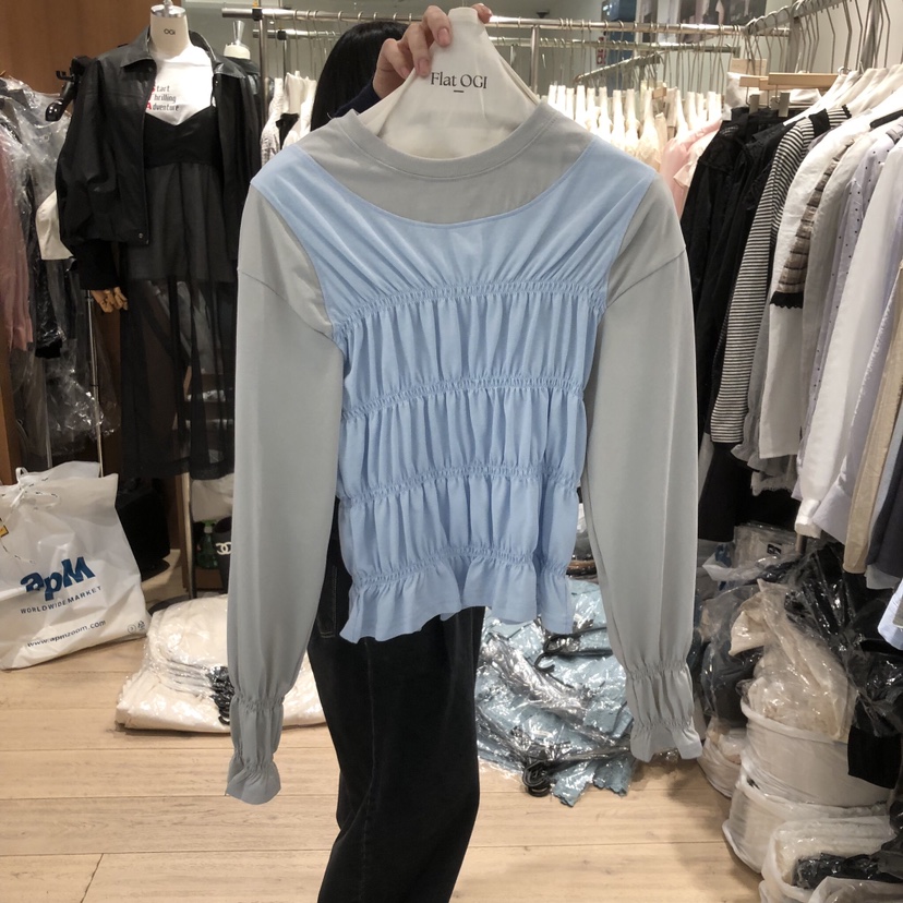 OGI韓國直郵實拍女裝新品推薦時尚職業休閑長袖T恤假兩件FLat OGI長袖T恤圖色1
