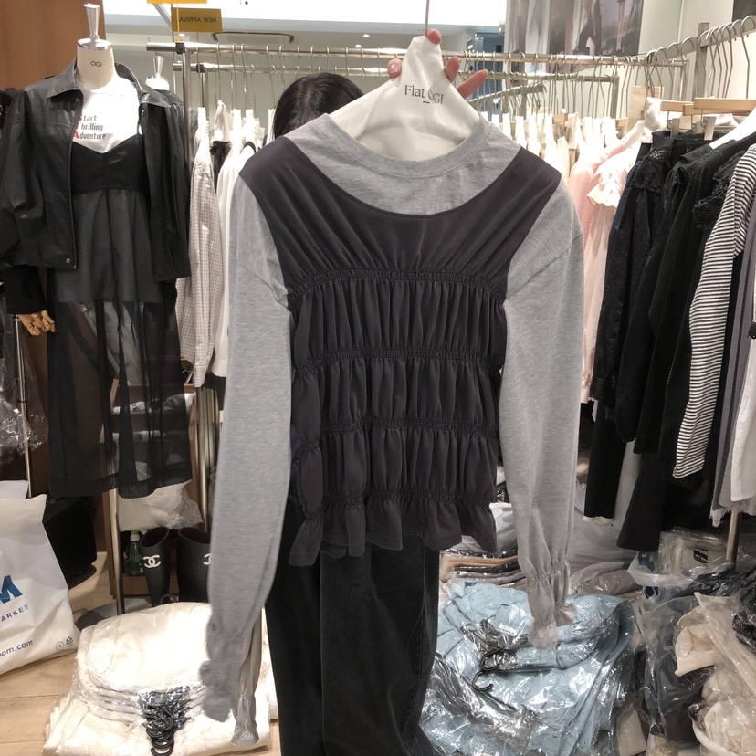 OGI韓國直郵實拍女裝新品推薦時尚職業休閑長袖T恤假兩件FLat OGI長袖T恤圖色2