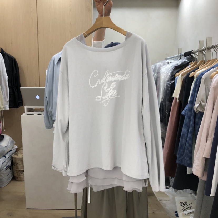 VILLABUTTON韓國直郵實拍女士新款推薦人氣26春夏長袖T恤VILLABUTTON長袖T恤圖色1