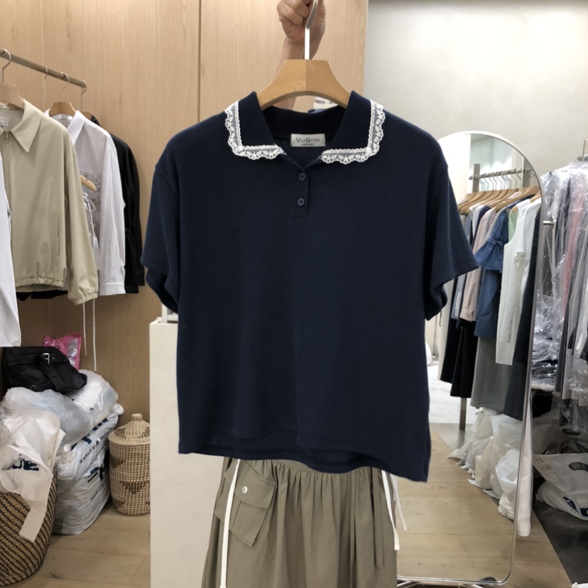 VILLABUTTON韓國直郵女裝新款休閑時尚推薦職業人氣T恤鏤空VILLABUTTONT恤圖色2