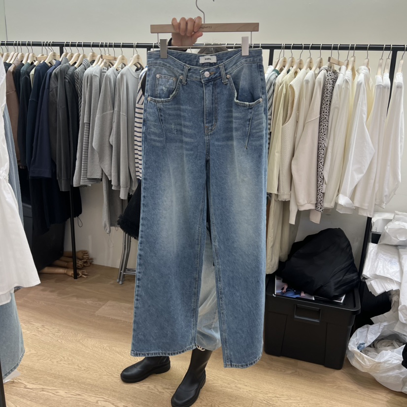 SPAGHETTI韓國代購女士新品推薦人氣職業休閑時尚26春夏牛仔褲spaghetti牛仔褲圖色2