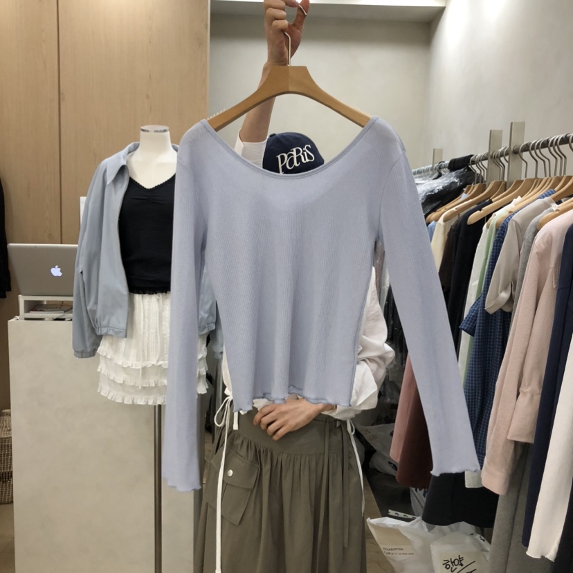 VILLABUTTON韓國直郵實拍女士新品熱賣26春夏長袖T恤褶皺VILLABUTTON長袖T恤圖色2