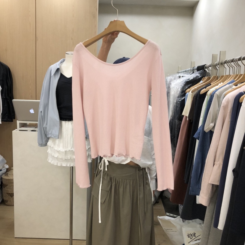 VILLABUTTON韓國直郵實拍女士新品熱賣26春夏長袖T恤褶皺VILLABUTTON長袖T恤圖色3