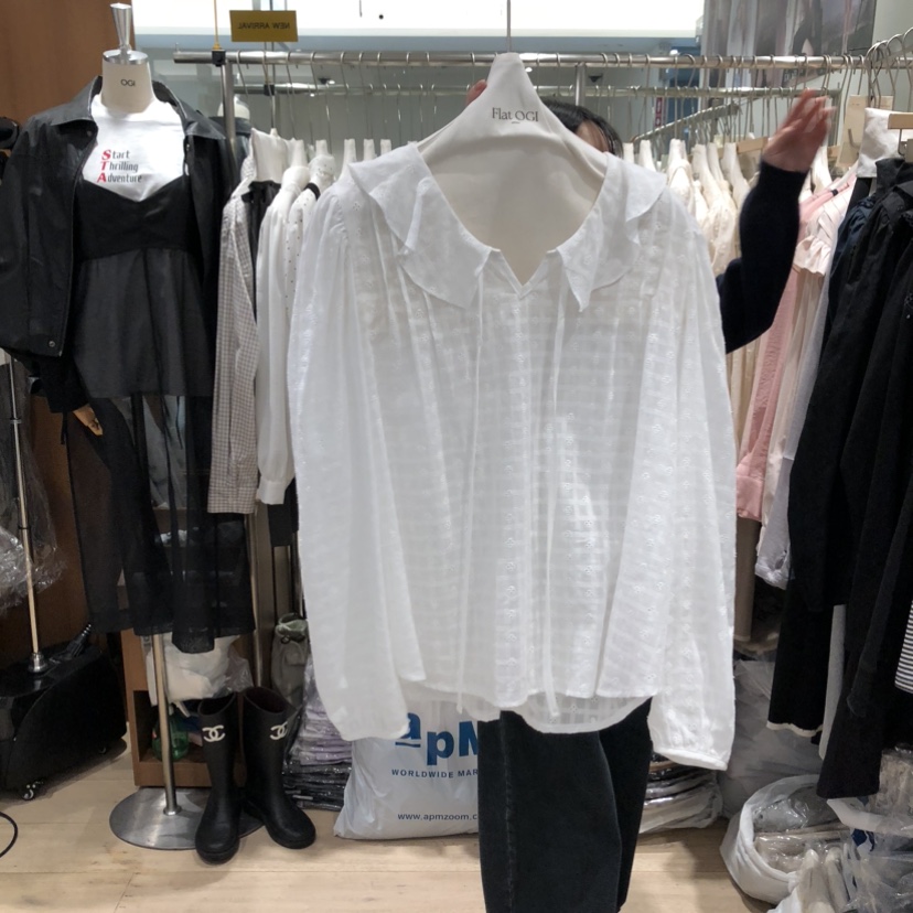 OGI韓國直郵女裝新品熱賣26春夏推薦休閑職業人氣襯衫蕾絲衫FLat OGI襯衫/蕾絲衫圖色1