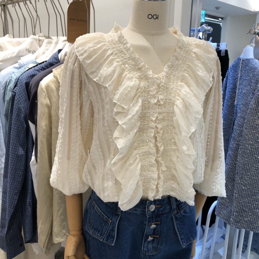 OGI韓國直郵女裝新款職業時尚熱賣推薦休閑26春夏襯衫蕾絲衫FLat OGI襯衫/蕾絲衫圖色1