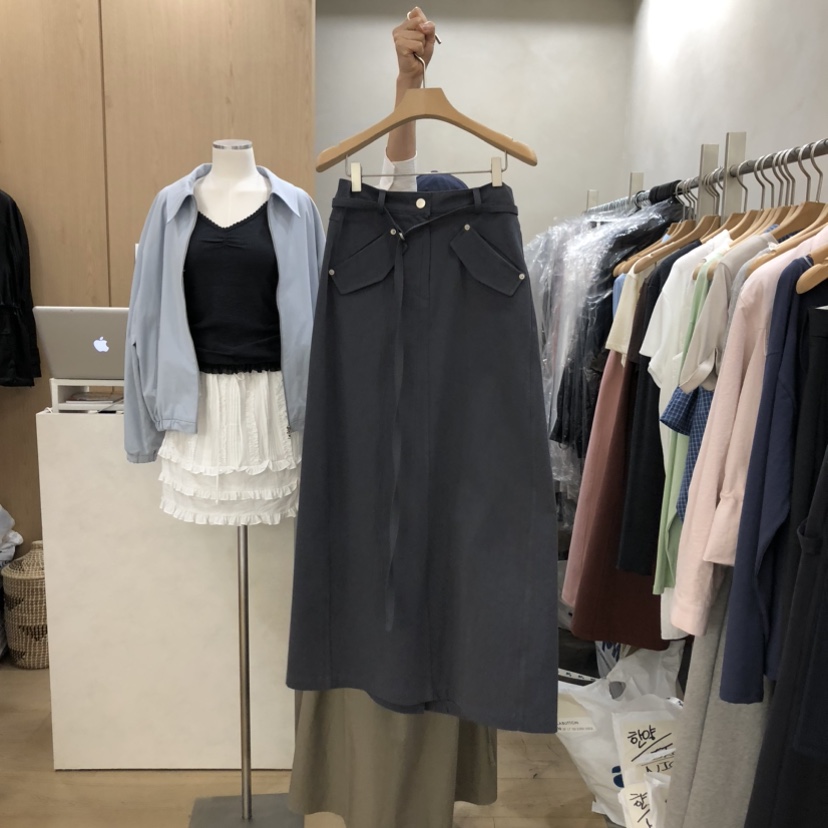 VILLABUTTON韓國直郵實拍女裝新款時尚熱賣職業休閑長裙長款VILLABUTTON長裙圖色4