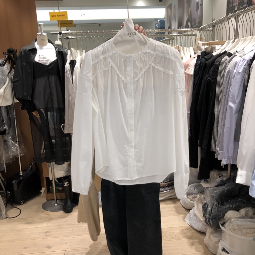 OGI韓國直郵實拍女士新款推薦熱賣26春夏職業休閑襯衫蕾絲衫FLat OGI襯衫/蕾絲衫圖色2