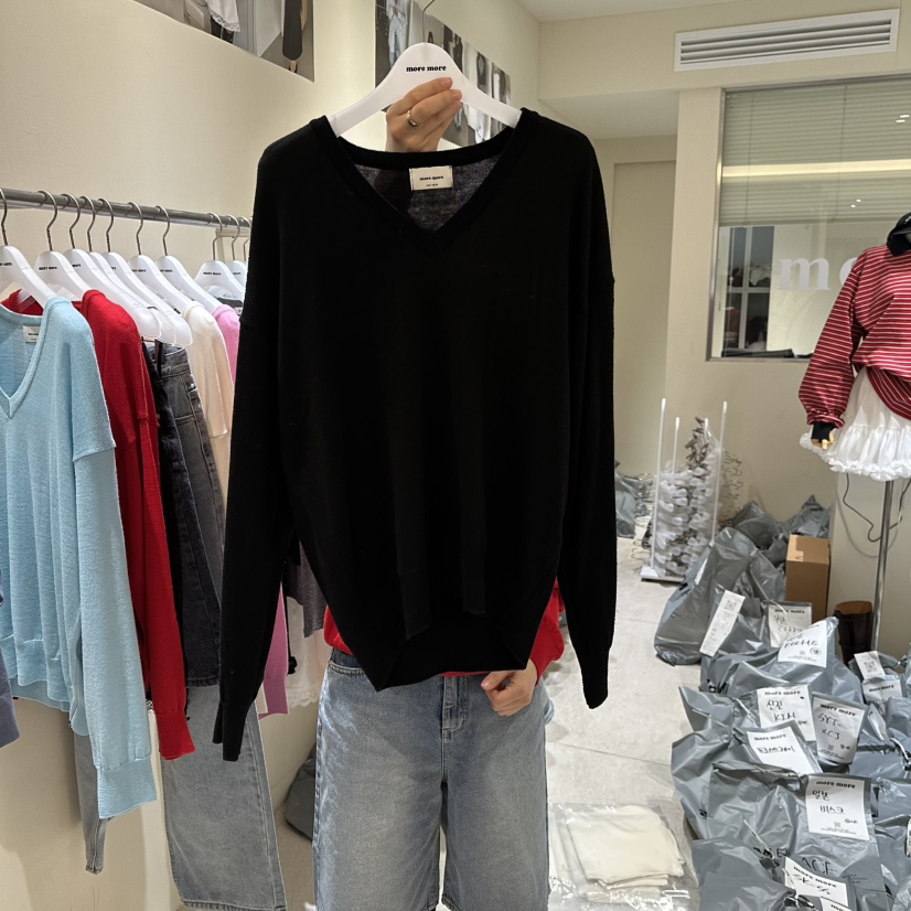 MOREMORE韓國東大門直郵女裝新款熱賣休閑推薦26春夏針織衫V領more more針織衫圖色5