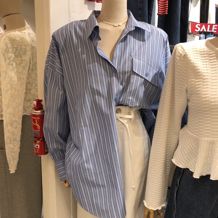 OZ韓國直郵實拍女士新品休閑熱賣時尚人氣襯衫蕾絲衫口袋OZ.ounce襯衫/蕾絲衫圖色3