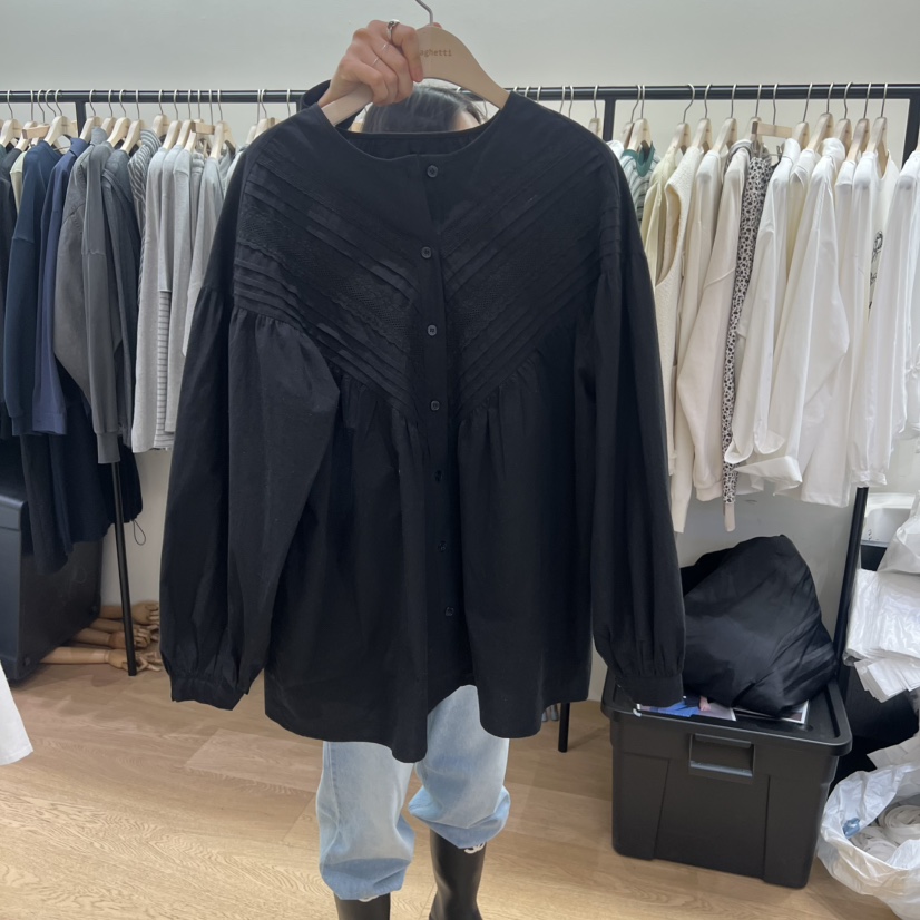 SPAGHETTI韓國東大門代購女士新品熱賣職業襯衫蕾絲衫褶裥spaghetti襯衫/蕾絲衫圖色2