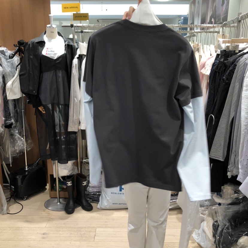 OGI韓國東大門直郵女士新品26春夏休閑職業長袖T恤假兩件FLat OGI長袖T恤