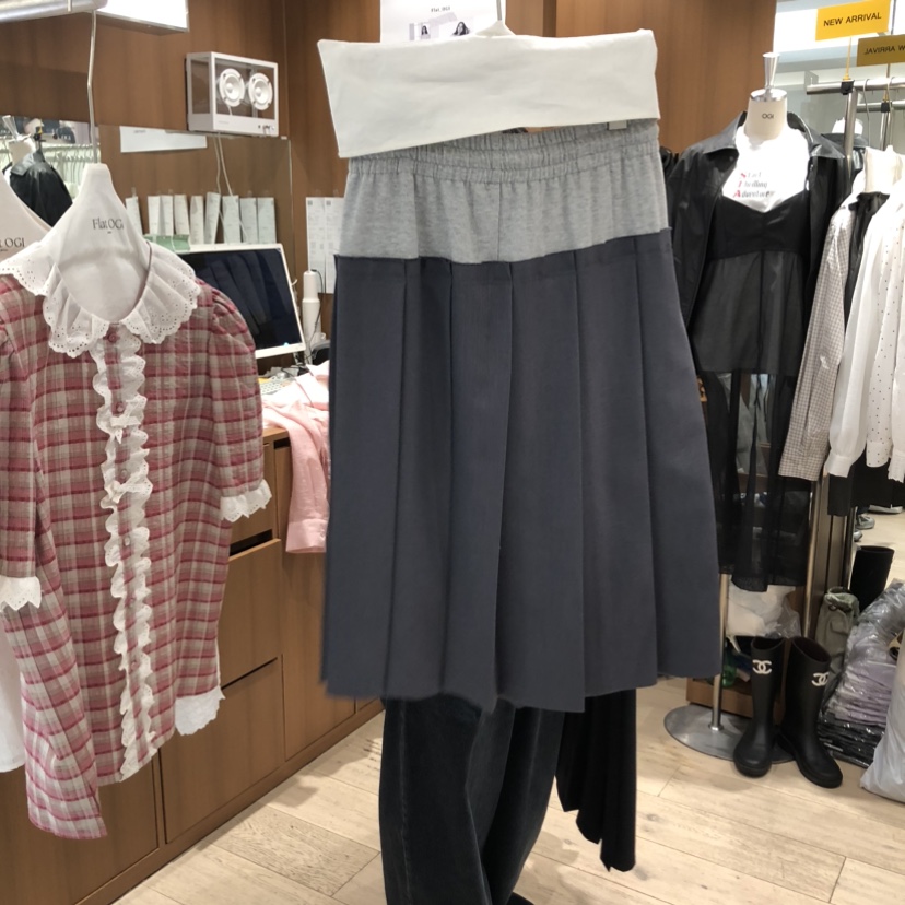 OGI韓國直郵實拍女士新款人氣推薦休閑半身裙中短裙百褶褶裙FLat OGI半身裙/中短裙