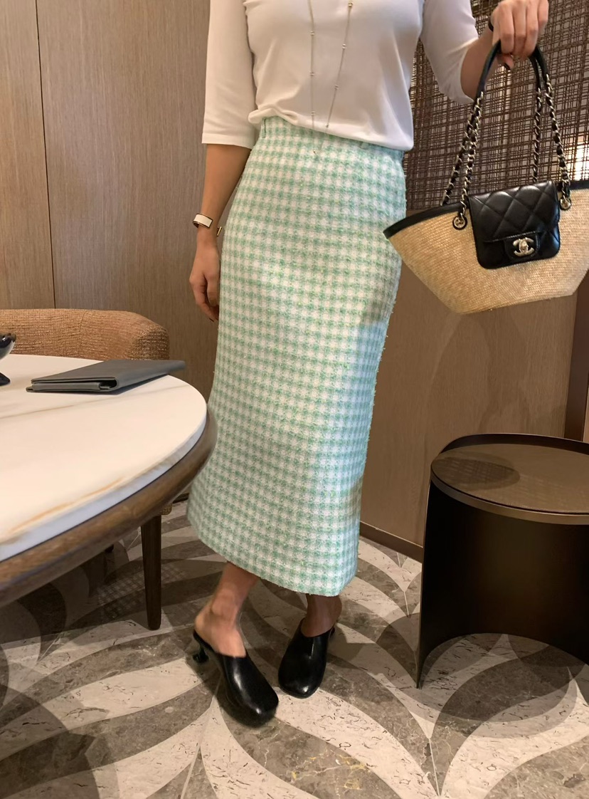 PRIVIE/H/LOW GAUGE韓國直郵實拍女裝新品休閑長裙粗花呢PRIVIE/H/LOW GAUGE長裙圖色1