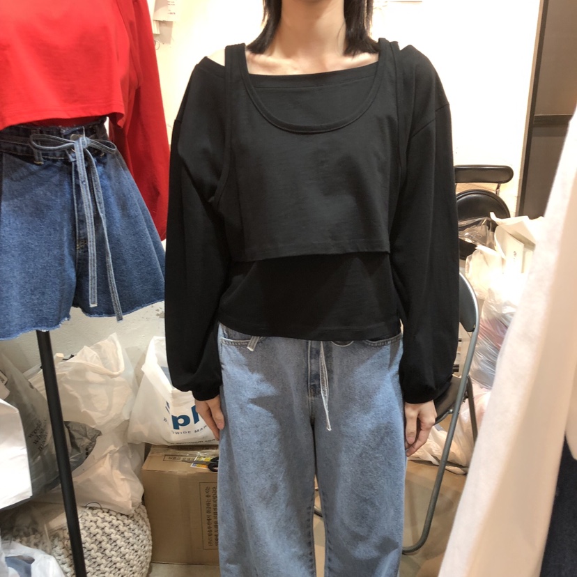 OZ韓國直郵實拍女裝新款熱賣26春夏人氣長袖T恤假兩件折扣OZ.ounce長袖T恤圖色3