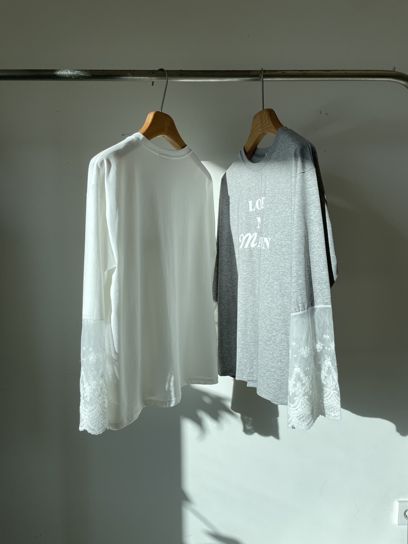 ALLVIBE韓國直郵實拍女士新款推薦熱賣休閑26春夏長袖T恤蕾絲ALLVIBE長袖T恤