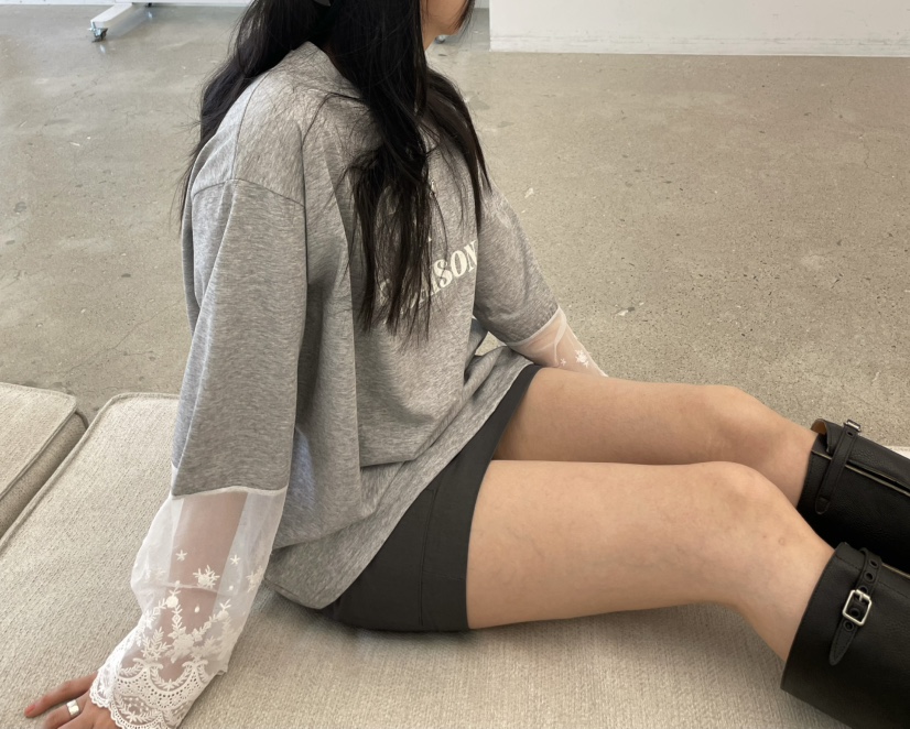 ALLVIBE韓國直郵實拍女士新款推薦熱賣休閑26春夏長袖T恤蕾絲ALLVIBE長袖T恤