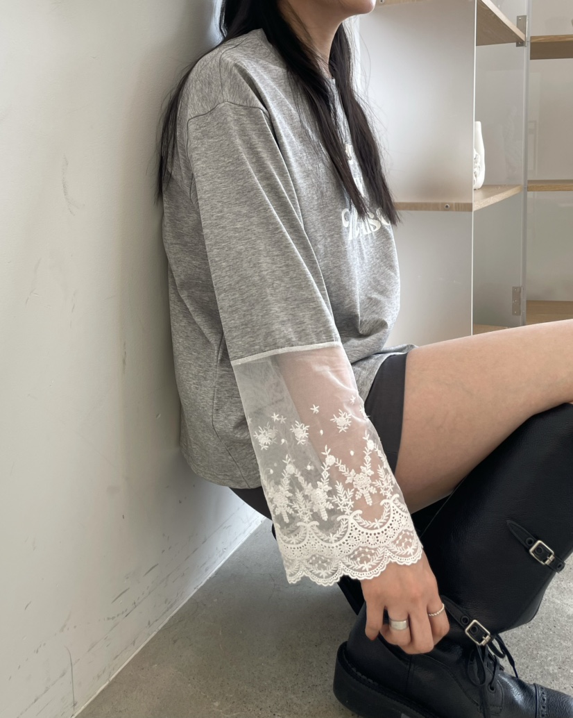 ALLVIBE韓國直郵實拍女士新款推薦熱賣休閑26春夏長袖T恤蕾絲ALLVIBE長袖T恤