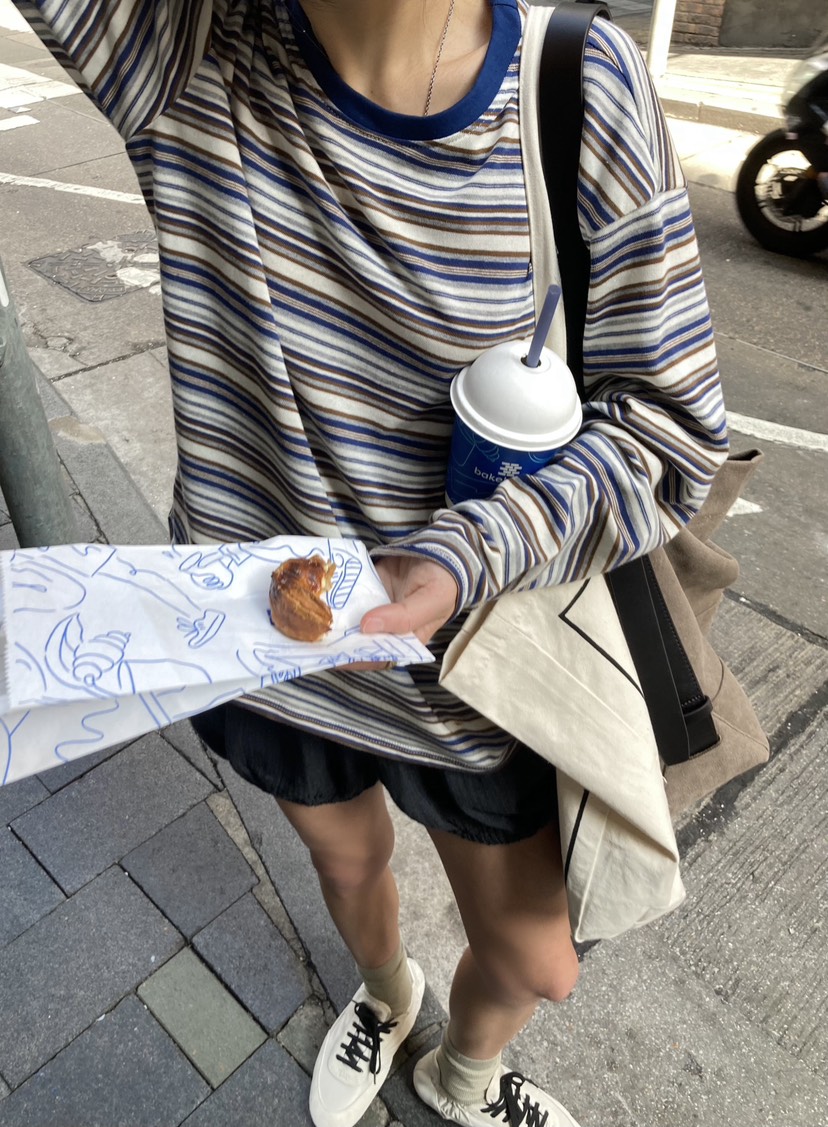 ROMANTICIZE韓國東大門代購女士新款時尚長袖T恤寬松條紋ROMANTICIZE長袖T恤