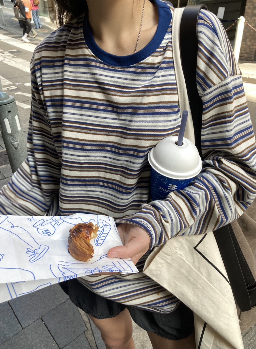 ROMANTICIZE韓國東大門代購女士新款時尚長袖T恤寬松條紋ROMANTICIZE長袖T恤