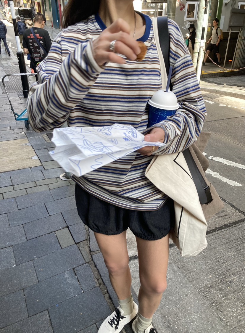 ROMANTICIZE韓國東大門代購女士新款時尚長袖T恤寬松條紋ROMANTICIZE長袖T恤