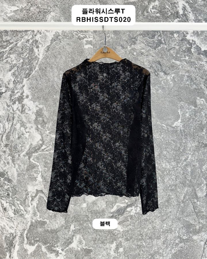 ROOKIE BUD韓國直郵實拍女裝新款熱賣時尚長袖T恤花朵透明ROOKIE BUD-P長袖T恤圖色1