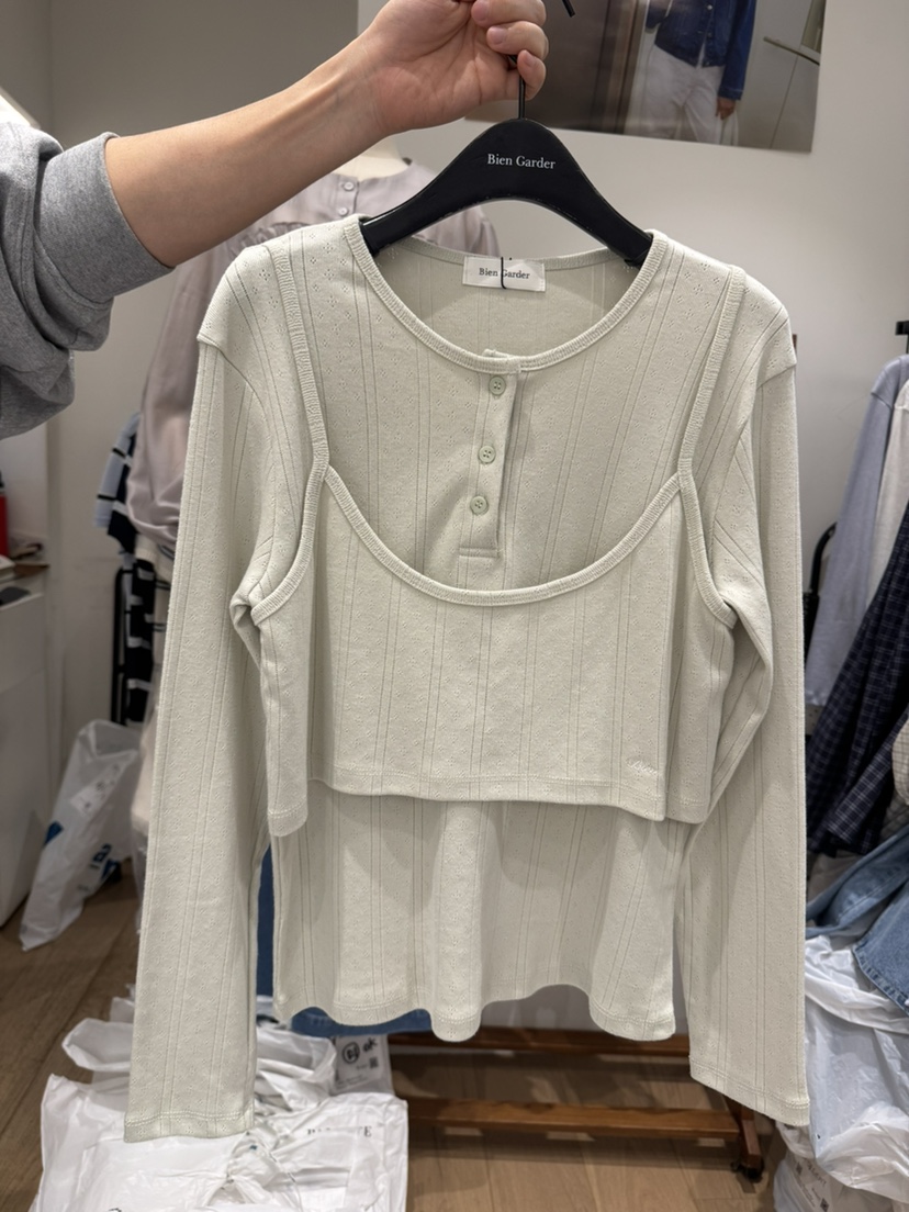 BIEN GARDER韓國東大門代購女士新品26春夏職業休閑長袖T恤BIEN GARDER長袖T恤圖色1