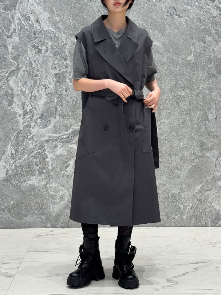 ROOKIE BUD韓國東大門代購女裝新款時尚長款風衣雙層長款ROOKIE BUD-P長款風衣