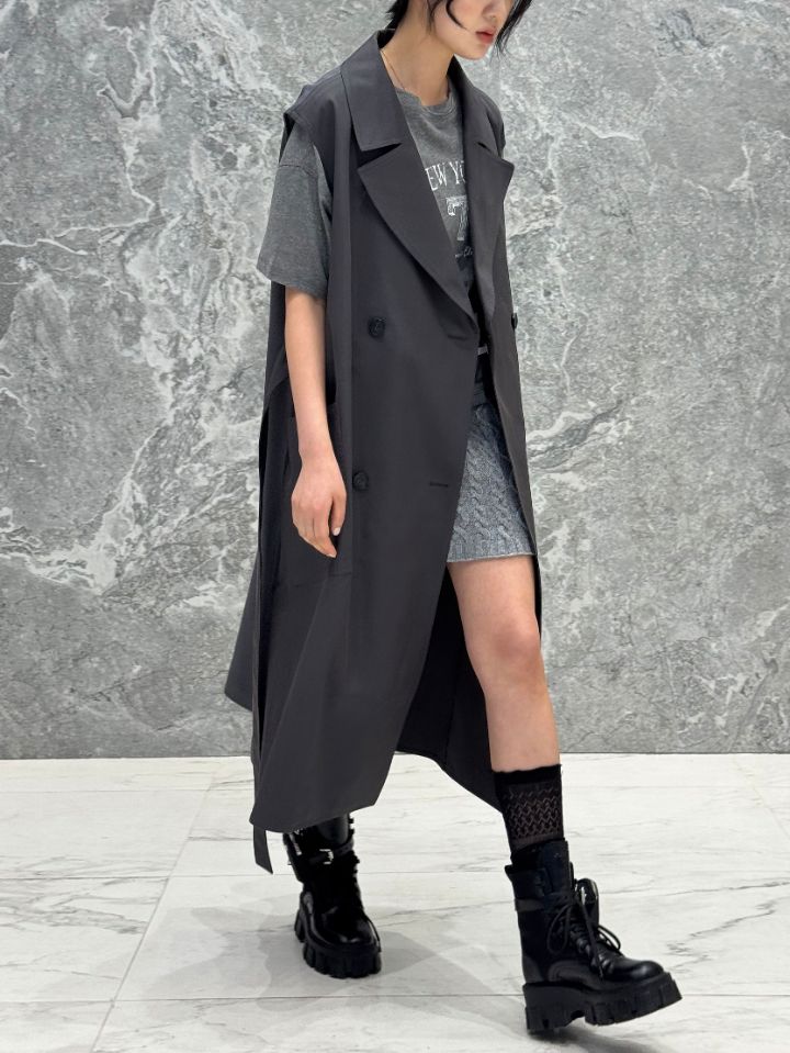 ROOKIE BUD韓國東大門代購女裝新款時尚長款風衣雙層長款ROOKIE BUD-P長款風衣