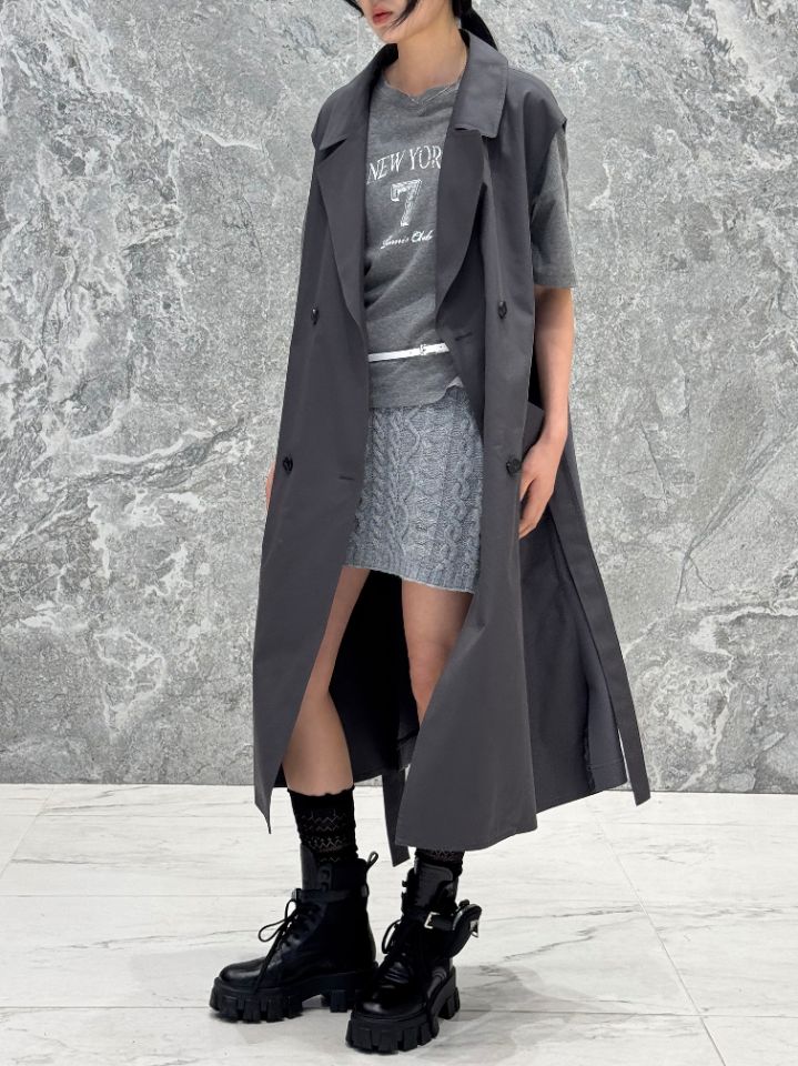 ROOKIE BUD韓國東大門代購女裝新款時尚長款風衣雙層長款ROOKIE BUD-P長款風衣