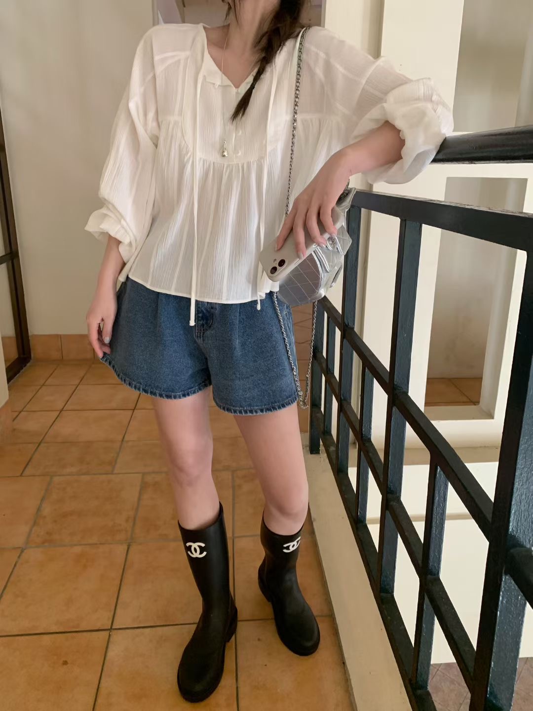 MELLOUNGE-멜라운지-T韓國直郵女裝新款推薦襯衫蕾絲衫MELLOUNGE-2件起襯衫/蕾絲衫