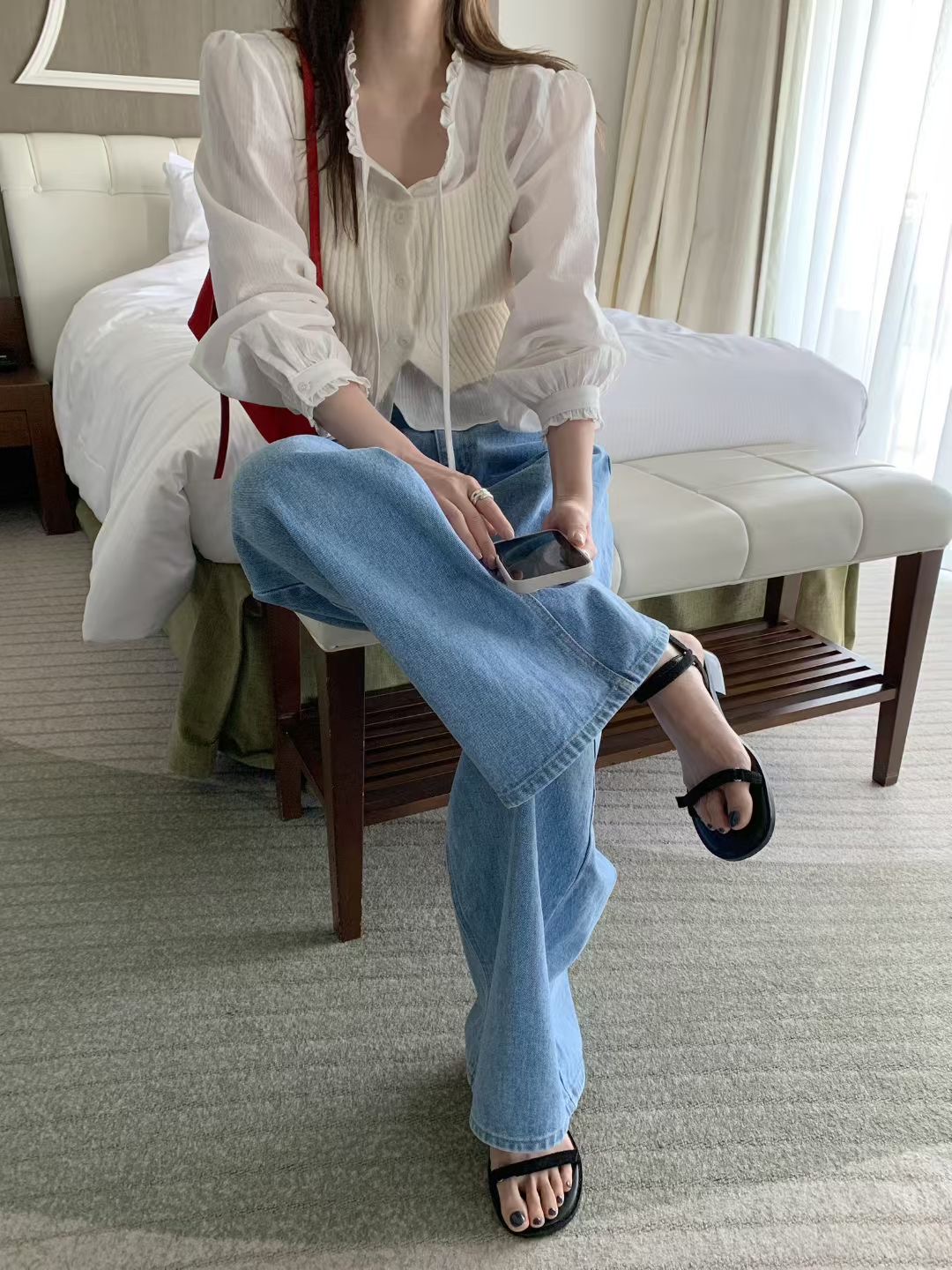 MELLOUNGE-멜라운지-T韓國代購女裝新品推薦休閑牛仔褲MELLOUNGE-2件起牛仔褲