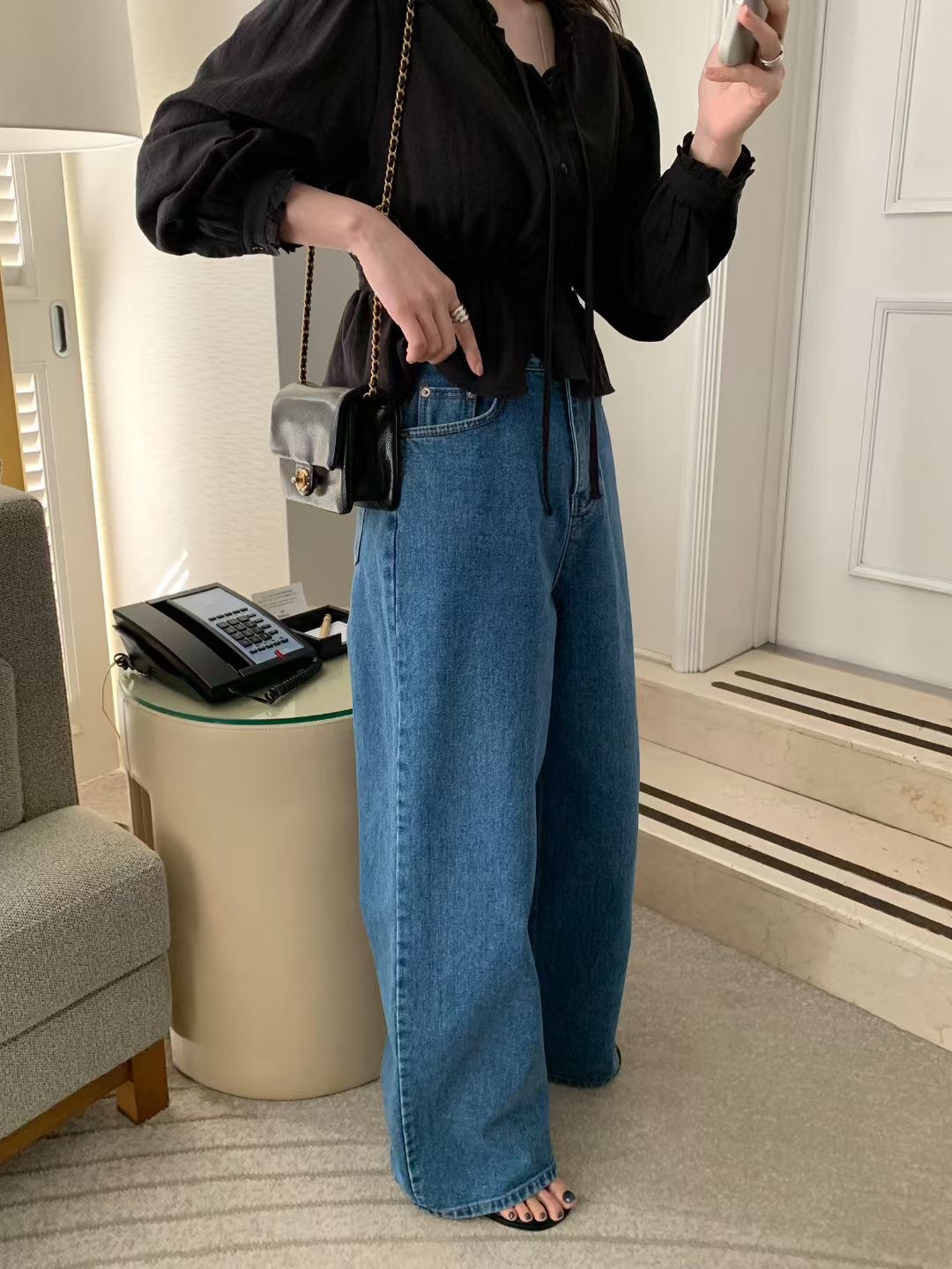 MELLOUNGE-멜라운지-T韓國代購女裝新品推薦休閑牛仔褲MELLOUNGE-2件起牛仔褲