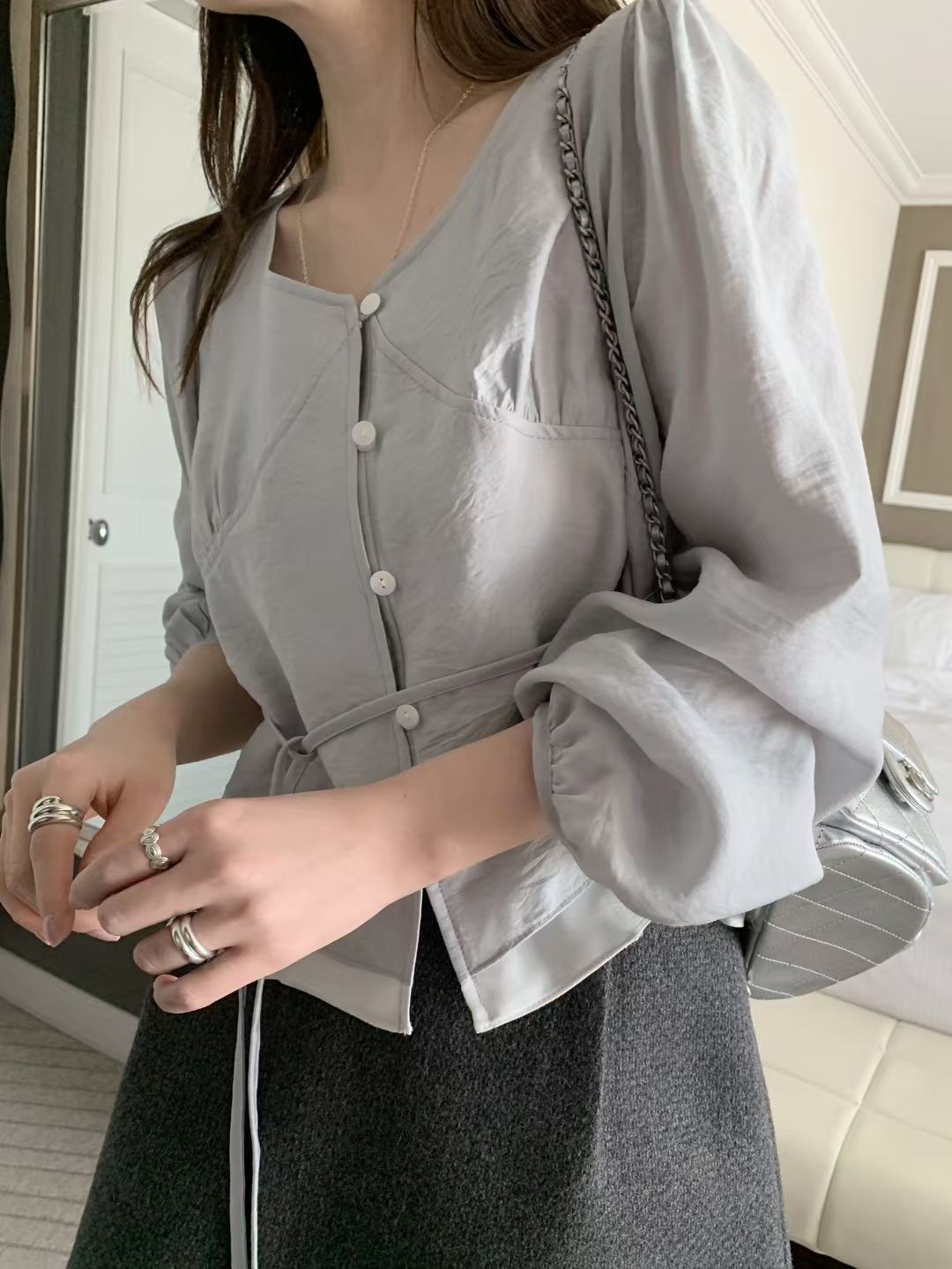 MELLOUNGE-멜라운지-T韓國東大門代購女士新款時尚襯衫蕾絲衫MELLOUNGE-2件起襯衫/蕾絲衫