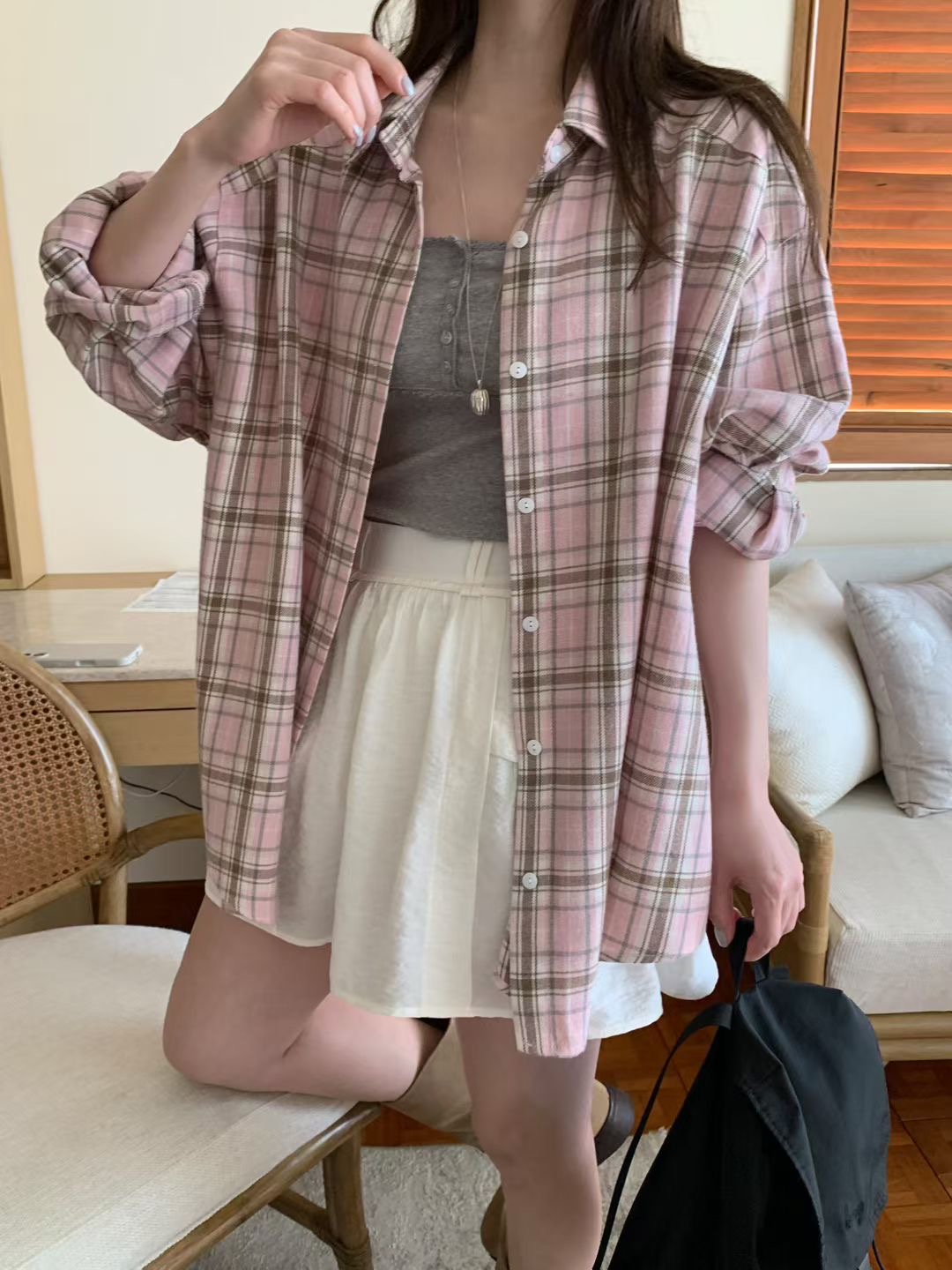 MELLOUNGE-멜라운지-T韓國代購女裝新款推薦襯衫蕾絲衫MELLOUNGE-2件起襯衫/蕾絲衫圖色1