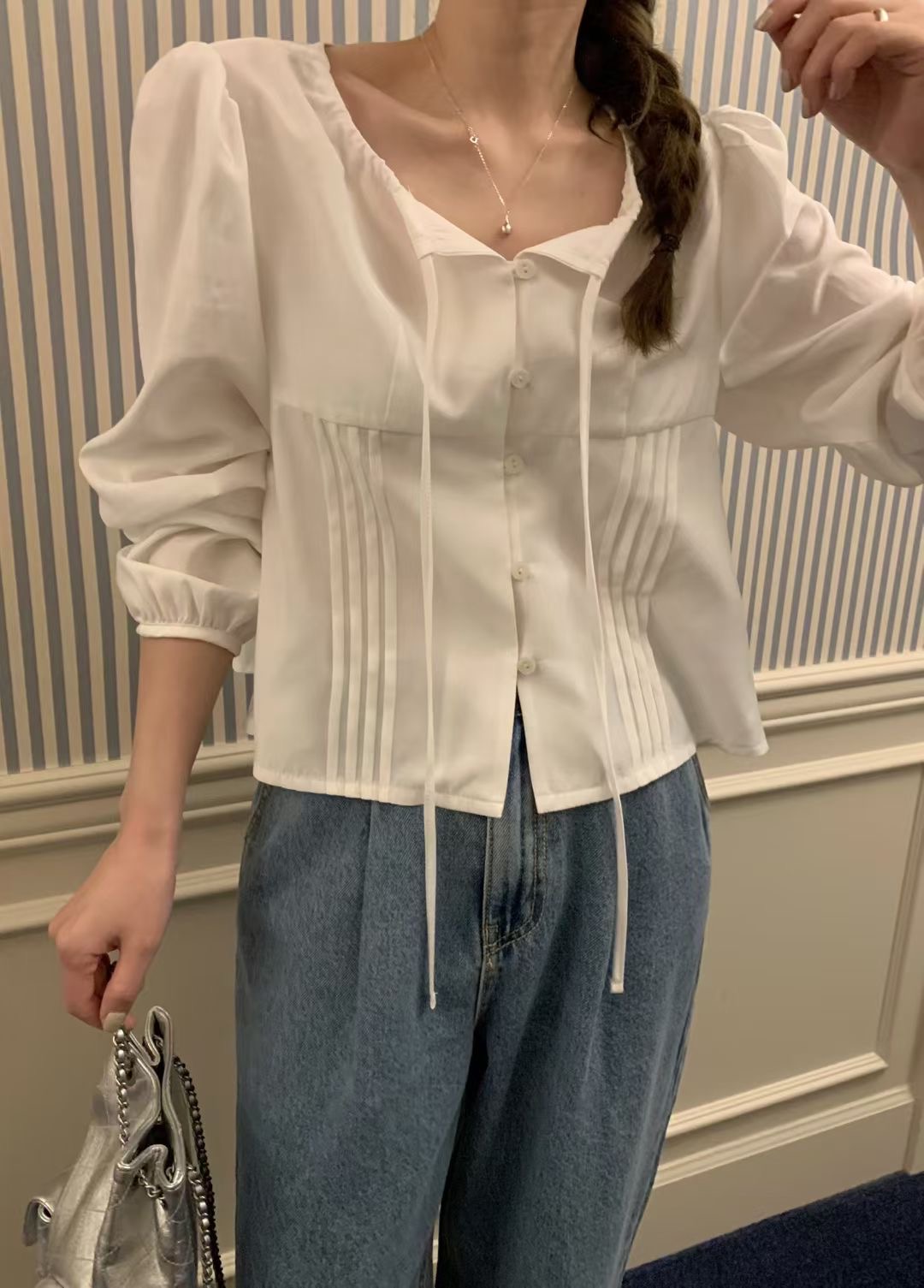 MELLOUNGE-멜라운지-T韓國直郵女士新品人氣襯衫蕾絲衫MELLOUNGE-2件起襯衫/蕾絲衫圖色1