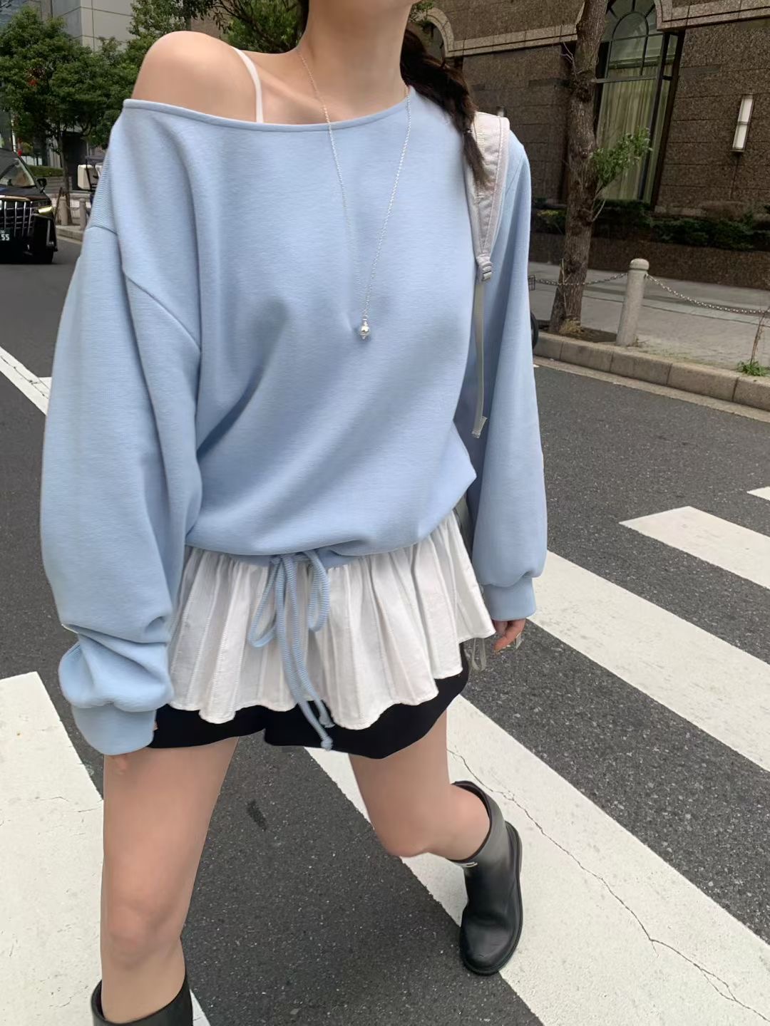 MELLOUNGE-멜라운지-T韓國直郵實拍女裝新品熱賣衛衣假兩件MELLOUNGE-2件起衛衣圖色2