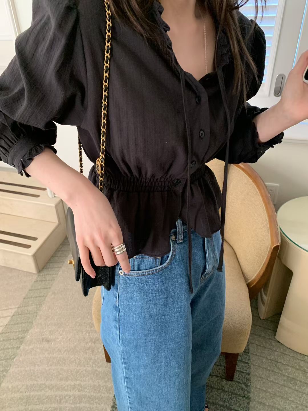 MELLOUNGE-멜라운지-T韓國直郵女裝新品休閑襯衫蕾絲衫MELLOUNGE-2件起襯衫/蕾絲衫