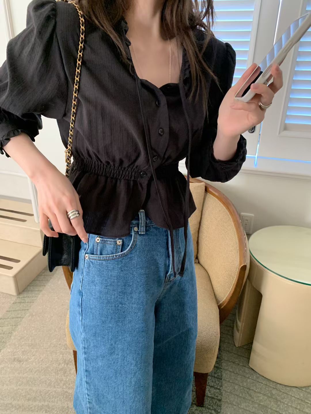 MELLOUNGE-멜라운지-T韓國直郵女裝新品休閑襯衫蕾絲衫MELLOUNGE-2件起襯衫/蕾絲衫圖色2