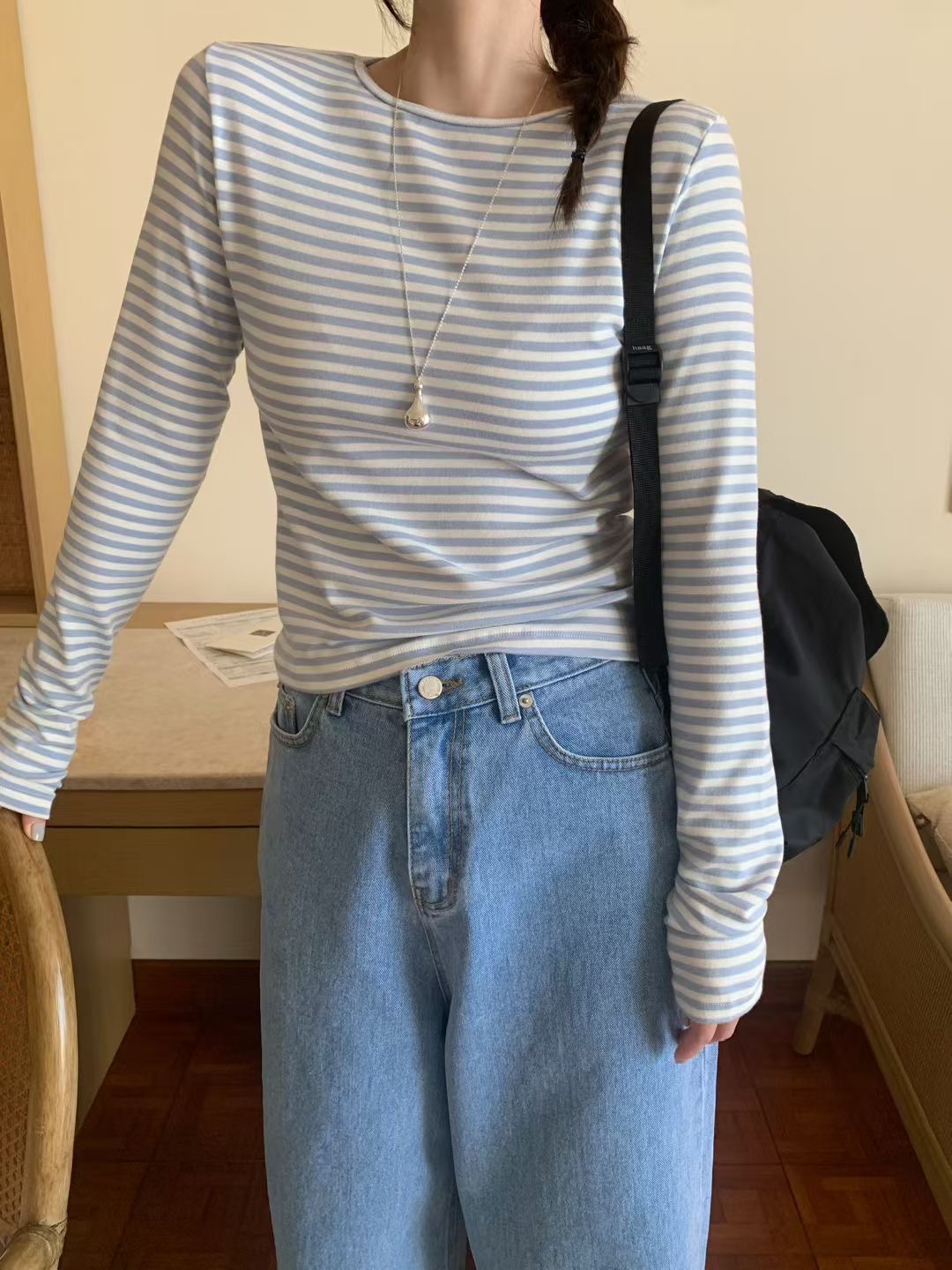 MELLOUNGE-멜라운지-T韓國直郵女裝新品時尚長袖T恤不含項鏈MELLOUNGE-2件起長袖T恤圖色1