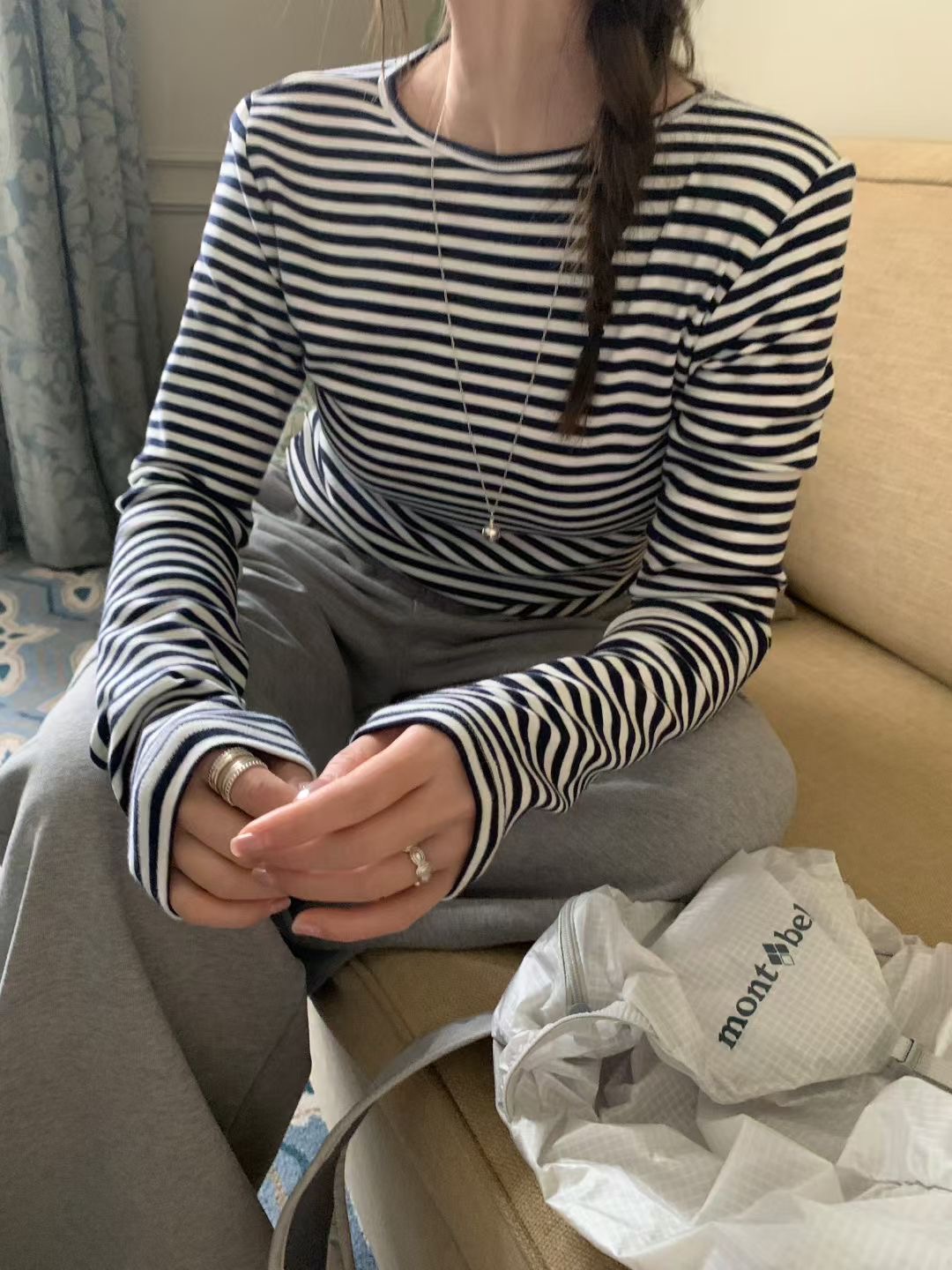 MELLOUNGE-멜라운지-T韓國直郵女裝新品時尚長袖T恤不含項鏈MELLOUNGE-2件起長袖T恤圖色3