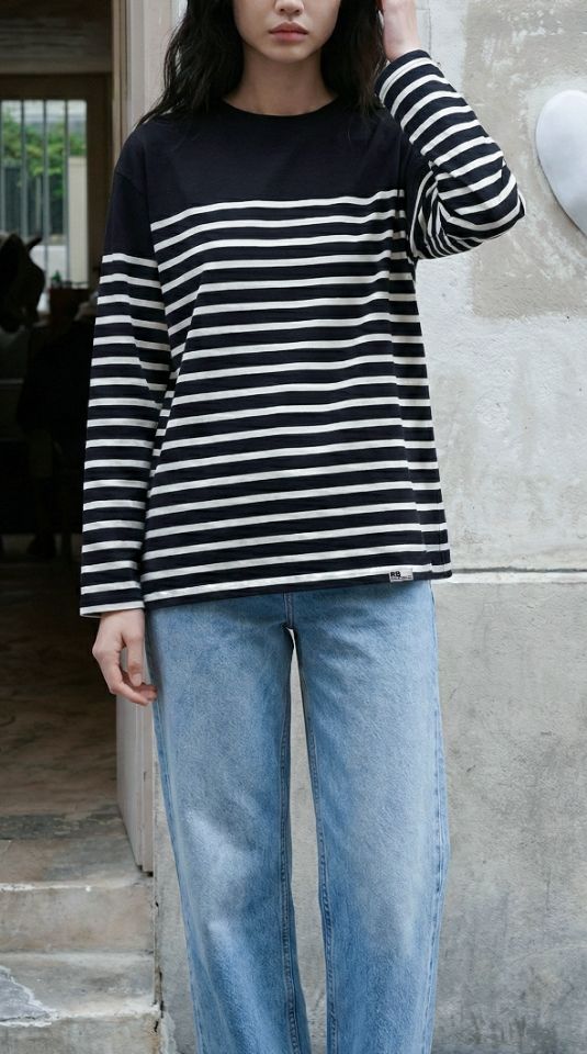 ROOKIE BUD韓國直郵女士新品職業時尚人氣26春夏長袖T恤條紋ROOKIE BUD-P長袖T恤