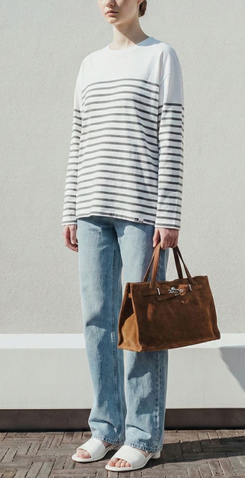 ROOKIE BUD韓國直郵女士新品職業時尚人氣26春夏長袖T恤條紋ROOKIE BUD-P長袖T恤