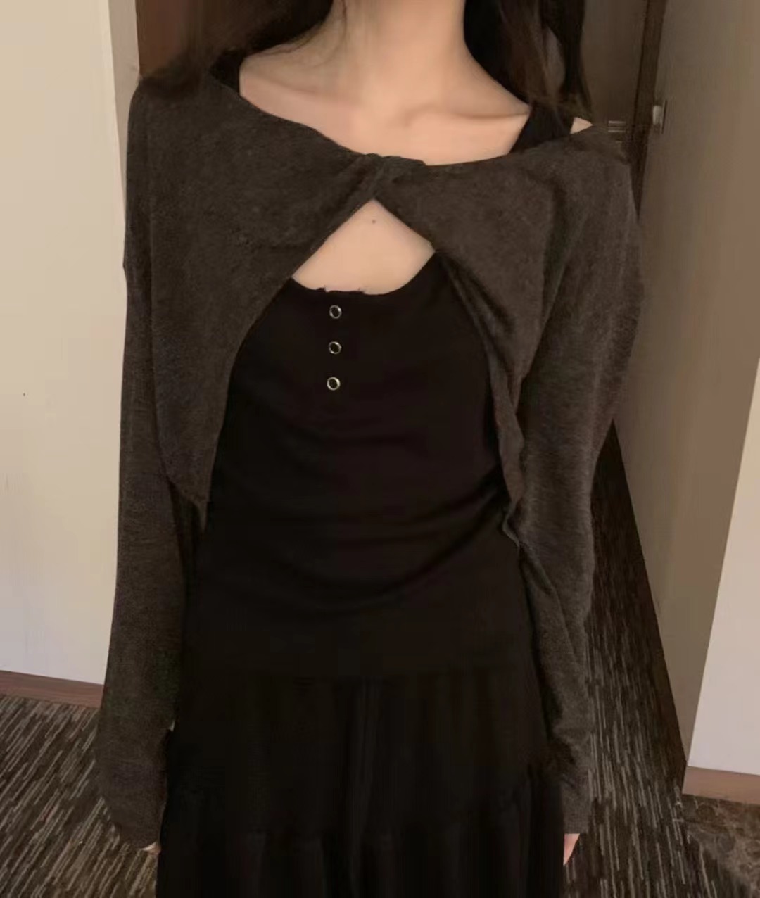 HAY KNOCK-헤이노크-OT韓國東大門代購女士新品熱賣長袖T恤開衫HAY KNOCK-헤이노크-OT長袖T恤