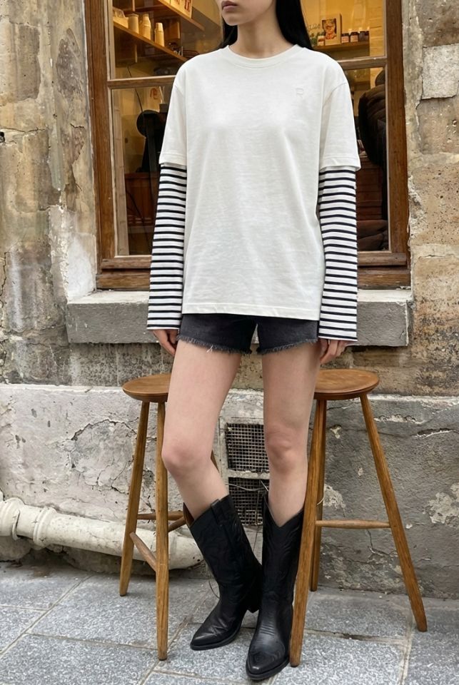 ROOKIE BUD韓國直郵實拍女士新品熱賣時尚人氣長袖T恤條紋ROOKIE BUD-P長袖T恤