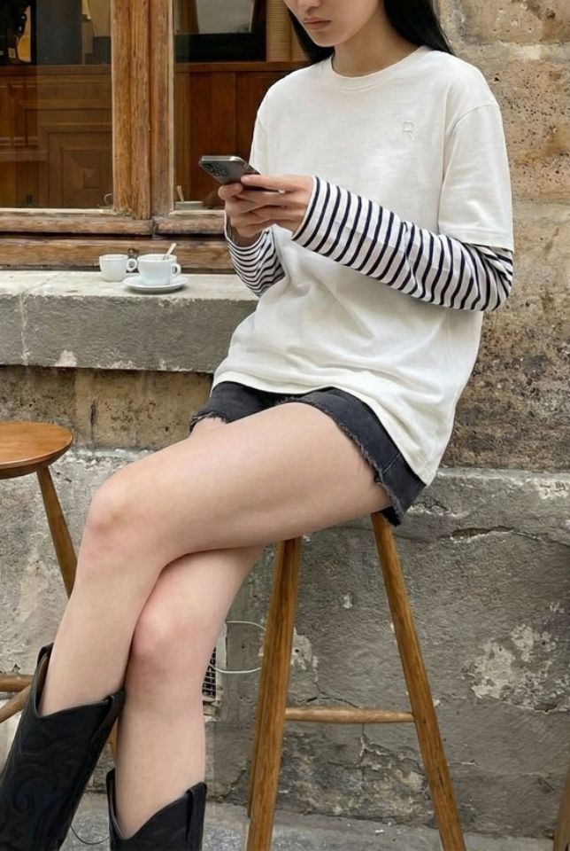 ROOKIE BUD韓國直郵實拍女士新品熱賣時尚人氣長袖T恤條紋ROOKIE BUD-P長袖T恤