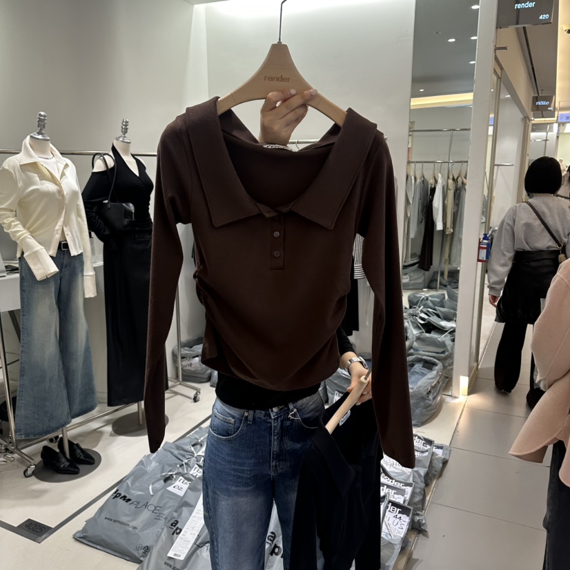 RENDER韓國代購女士新品休閑時尚人氣熱賣推薦職業長袖T恤RENDER長袖T恤圖色2